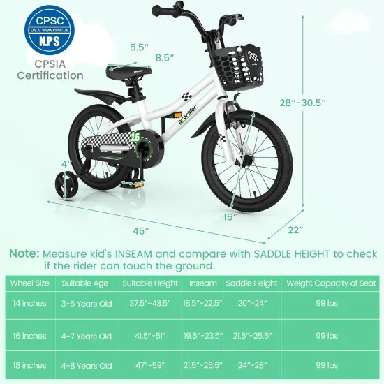 16 Inch Kid's Bike with Removable Training Wheels Black {4}