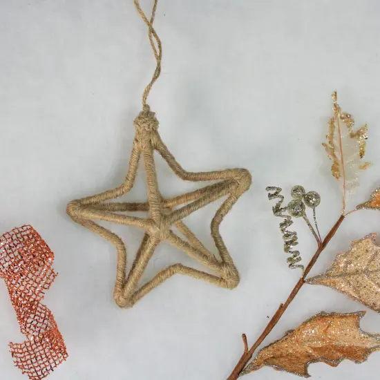 Allstate 5-Point Jute Star Christmas Ornament - 12" - Beige {4}