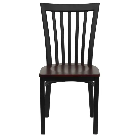 Emma and Oliver School House Back Metal Restaurant Dining Chair Mahogany/BlackMetal {2}