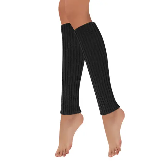 Wrapables 80's Style Neon Fluorescent Ribbed Leg Warmers Black {2}