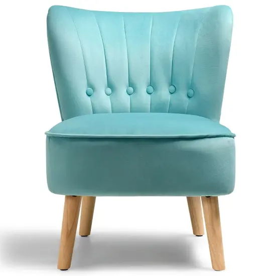Armless Accent Chair Tufted Velvet Leisure Chair Green {4}