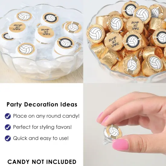 Big Dot of Happiness Bump, Set, Spike - Volleyball - Baby Shower or Birthday Party Small Round Candy Stickers - Party Favor Labels - 324 Count {6}