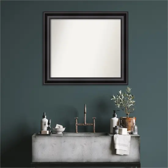Grand Black Non-Beveled Custom Framed Bathroom Vanity Wall Mirror {1}