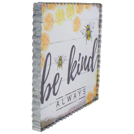 Northlight Metal Framed "Be Kind Always" Bumble Bee Decorative Canvas Wall Art 12" White {4}