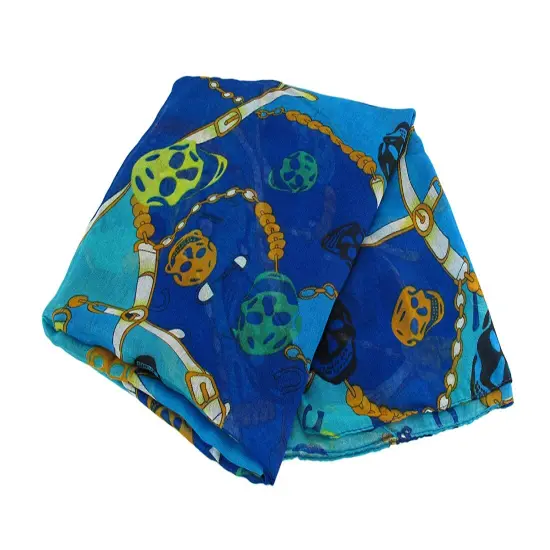 Lightweight Gauze Skull and Chain Print Fashion Scarf {5}