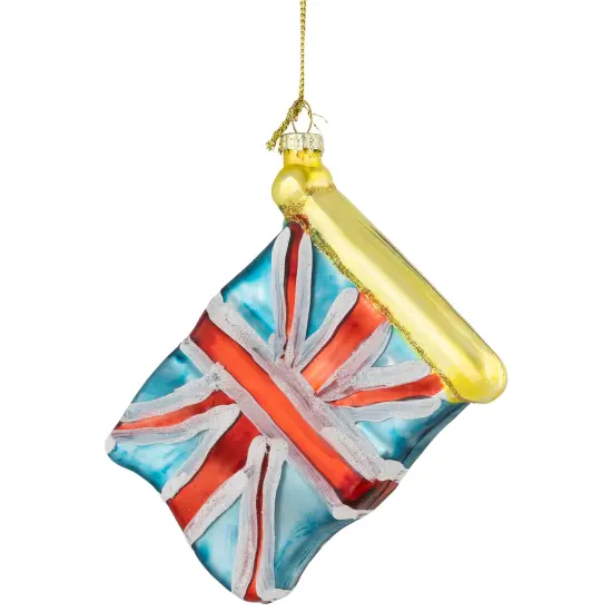 Northlight 3.5" Union Jack Flag Glass Christmas Ornament Red {5}