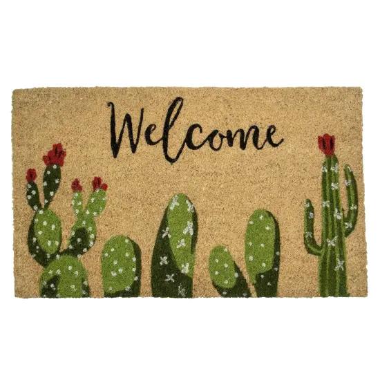 Northlight Natural Coir Cactus "Welcome" Outdoor Doormat 18" x 30" Beige {1}