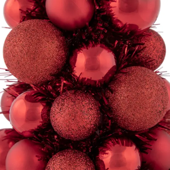 Northlight 3-Finish Shatterproof Ball Christmas Tree with Tinsel - 15.75" - Red {6}