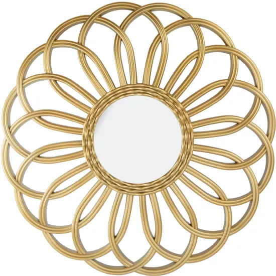 Northlight 30" Round Sunflower Wall Mirror Gold {1}