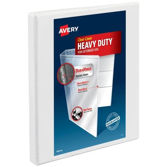 Avery Nonstick Heavy-Duty View 3 Ring Binder, 0.5" Slant Rings, 1 White Binder (05234) {1}