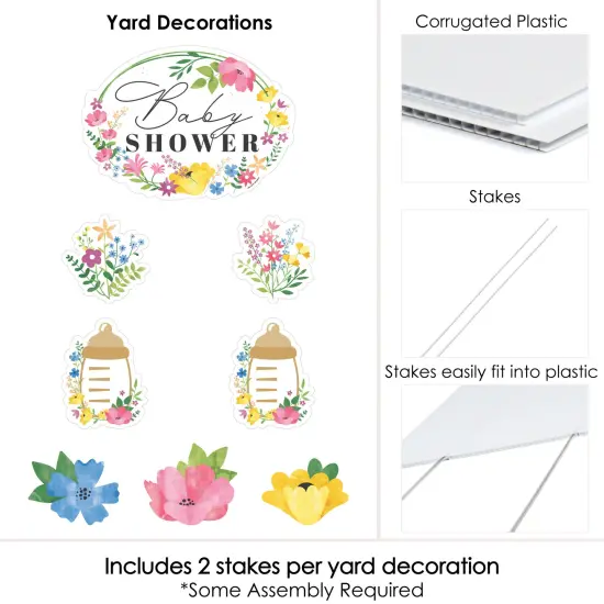 Big Dot of Happiness Wildflowers Baby - Yard Sign and Outdoor Lawn Decorations - Boho Floral Baby Shower Yard Signs - Set of 8 {6}