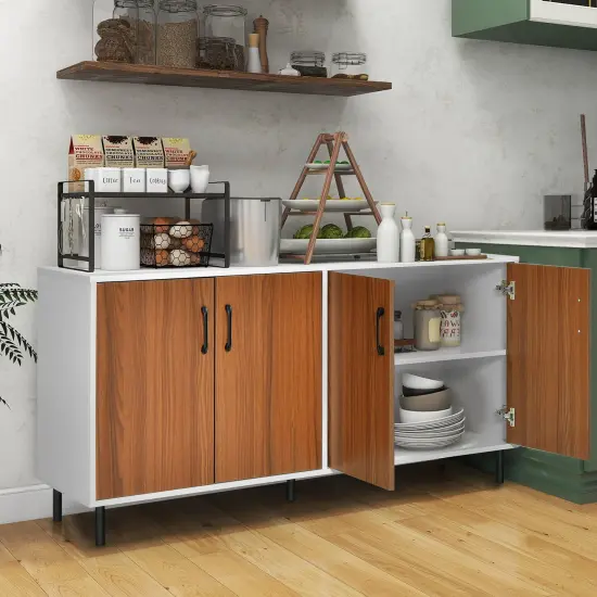 Costway Buffet Server Sideboard Kitchen Storage Cabinet Cupboard with Shelves & 4 Doors {5}