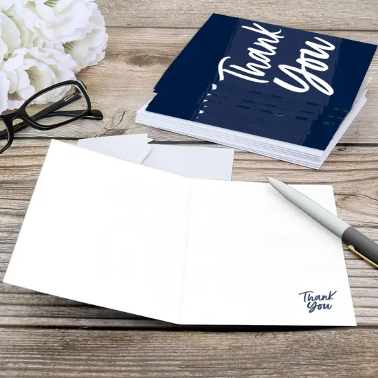 Big Dot of Happiness Navy Blue Elegantly Simple - Guest Party Favors Thank You Cards (8 count) {6}