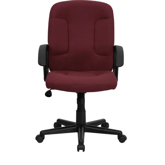 Emma and Oliver Mid-Back Fabric Executive Swivel Office Chair with Nylon Arms Burgundy {3}