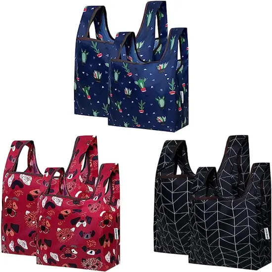 Wrapables JoliBag Collection Reusable Shopping Bag (Set of 6) Cat & Dog Faces {1}