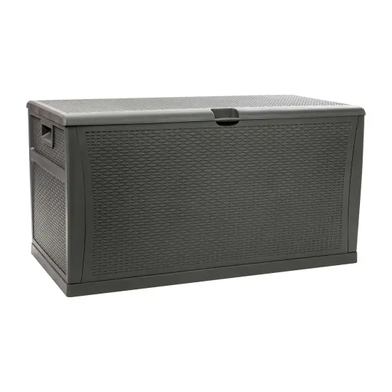 Merrick Lane 120 Gallon Weather Resistant Outdoor Storage Box for Decks, Patios, Poolside and More Black {6}