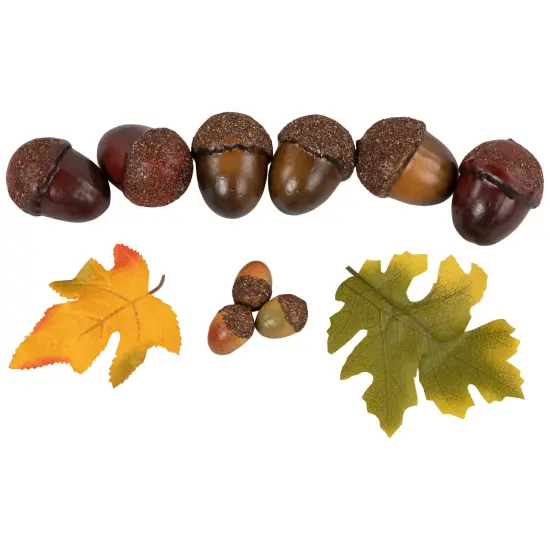 Northlight Fall Harvest Artificial Acorns and Maple Leaves Decoration Set - 11 Piece Brown {3}