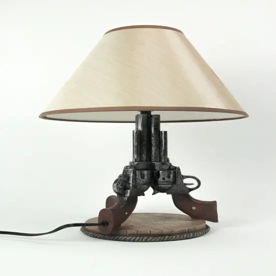 Old West Triple Six Shooter Revolver Table Lamp {5}