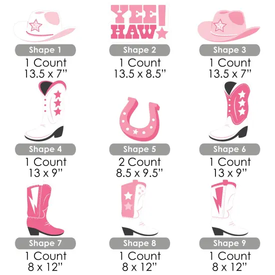 Big Dot of Happiness Rodeo Cowgirl - Cowboy Boots, Hat, and Horseshoe Lawn Decorations - Outdoor Pink Western Party Yard Decorations - 10 Piece {7}