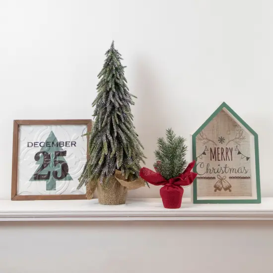 Northlight 11.75" Green Merry Christmas 3-D House Wall Sign {5}