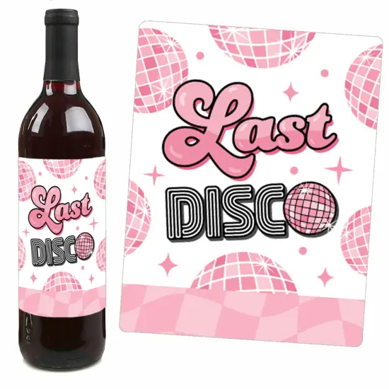 Big Dot of Happiness Last Disco - Bachelorette Party Decorations for Women and Men - Wine Bottle Label Stickers - Set of 4 {4}