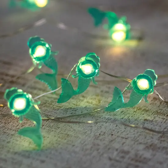Northlight LED Mermaid Fairy Lights - Warm White - 2.75' Silver Wire - 10ct Green {1}