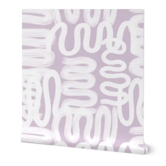 Peel & Stick Wallpaper 2FT Wide Modern Art Purple Punk Abstract Art Graffiti Lavender Scribble Spray Paint Custom Removable Wallpaper by Spoonflower {7}