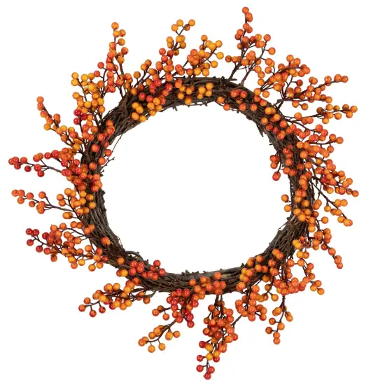 Northlight Artificial Berry Fall Harvest Twig Wreath - 18" Orange {1}