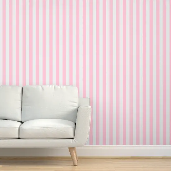 Pre-Pasted Wallpaper 2FT Wide Preppy Stripe Coastal Nautical Grandmillennial Feminine Beach Custom Pre-pasted Wallpaper by Spoonflower {5}