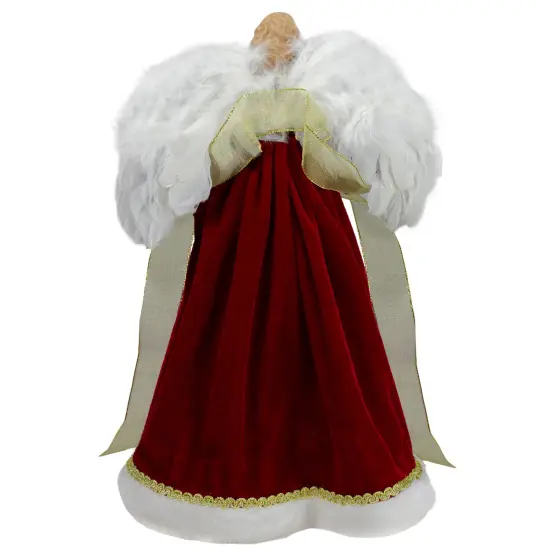 Northlight 18" Red and Gold Angel in a Dress Christmas Tree Topper - Unlit {6}