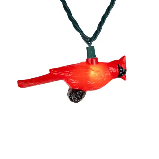 Northlight Cardinal Indoor Outdoor Patio Light Set - 6' Green Wire - 10ct Red {6}