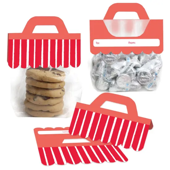 Big Dot of Happiness Red Stripes - DIY Simple Party Clear Goodie Favor Bag Labels - Candy Bags with Toppers - Set of 24 {1}