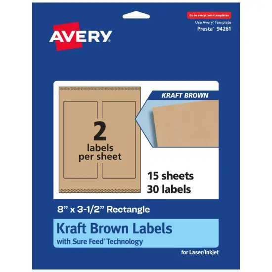 Avery Kraft Brown Rectangle Labels with Sure Feed, 8" x 3.5" {7}