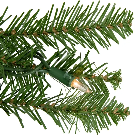 Northlight Pre-Lit Rockwood Pine Artificial Christmas Garland - 9' x 10" - Clear Lights Green {3}