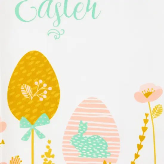 Northlight Pastel Eggs Happy Easter Floral Placemats - 18" - White and Pink - Set of 4 {6}