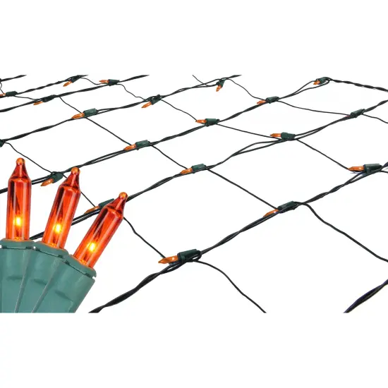 Northlight Mini Incandescent Net Style Christmas Lights - 4' x 6' - Orange - Green Wire {3}