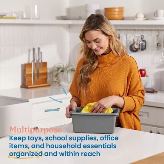 Scoop Front Storage Bins, Multipurpose Organization, 25-Pack Dark Grey {3}