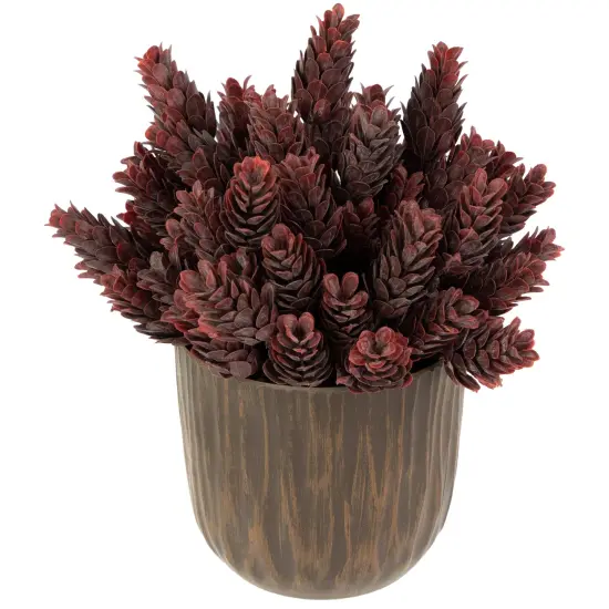 Northlight Wild Flower Artificial Plant in a Textured Lined Pot - 8" - Burgundy Red {4}