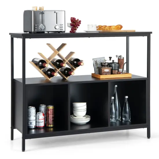 Modern Kitchen Buffet Sideboard with 3 Compartments Black {1}