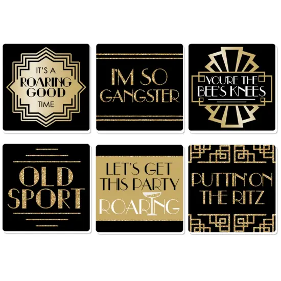 Big Dot of Happiness Roaring 20's - Funny 1920s Art Deco Jazz Party Decorations - Drink Coasters - Set of 6 {1}