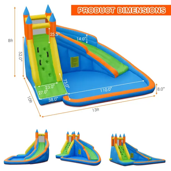 Costway Inflatable Water Slide Mighty Bounce House Castle Splash Pool without Blower {4}
