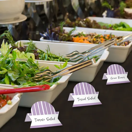 Big Dot of Happiness Purple Stripes - Simple Party Decorations Tent Buffet Card - Table Setting Name Place Cards - Set of 24 {4}