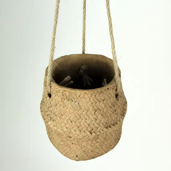 Rope Hanging Cement Planter Succulent Bowl Decorative Flower Pot Home Decor {4}