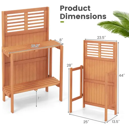 Costway Wood Potting Bench Waterproof Garden Table with 2-Tier Open Storage Shelf {3}