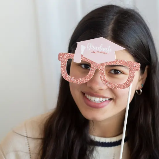 Big Dot of Happiness Rose Gold Grad Glasses - 2025 Paper Card Stock Graduation Party Photo Booth Props Kit - 10 Count {3}