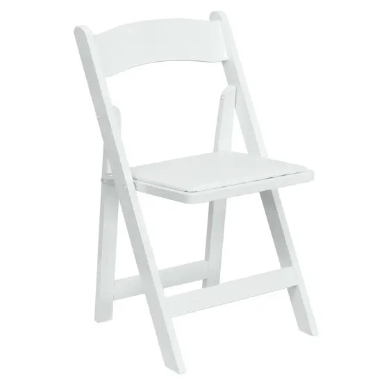 Emma and Oliver 4 Pack Wood Folding Chair with Vinyl Padded Seat White {5}