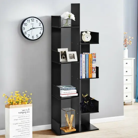 Costway 8-Tier Bookshelf Bookcase w/8 Open Compartments Space-Saving Storage Rack White/Black {4}