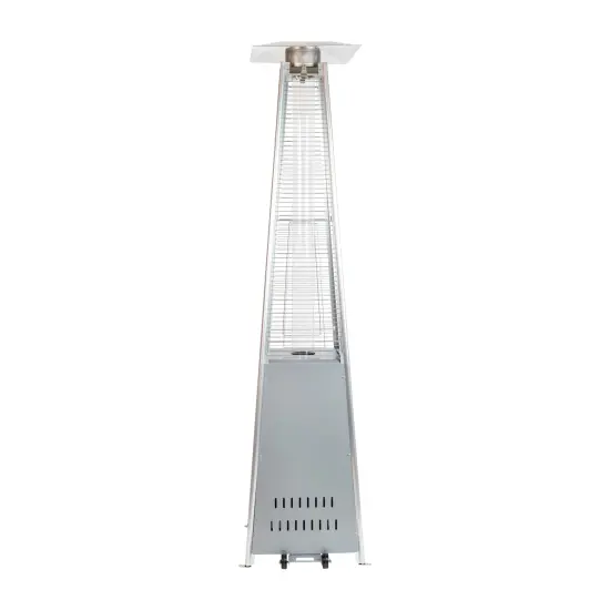 Merrick Lane Stainless Steel Pyramid Shape Portable Outdoor Patio Heater - 7.5 Feet Tall Silver {4}