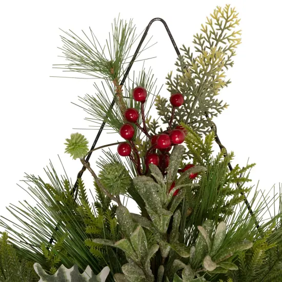 Northlight 24" Pine Christmas Tree Wall Hanging Decoration with Berries and Holly Green {5}