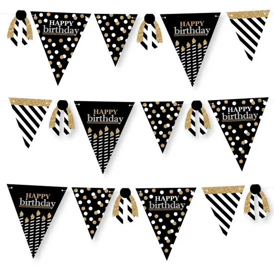 Big Dot of Happiness Adult Happy Birthday - Gold - DIY Birthday Party Pennant Garland Decoration - Triangle Banner - 30 Pieces {1}